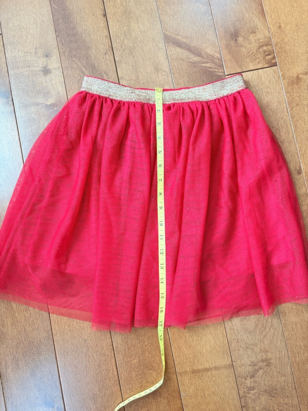 Holiday Time Red Tulle Skirt with Gold Waistband